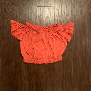 Orange Ribbed Crop Top ☄️TRY ON☄️